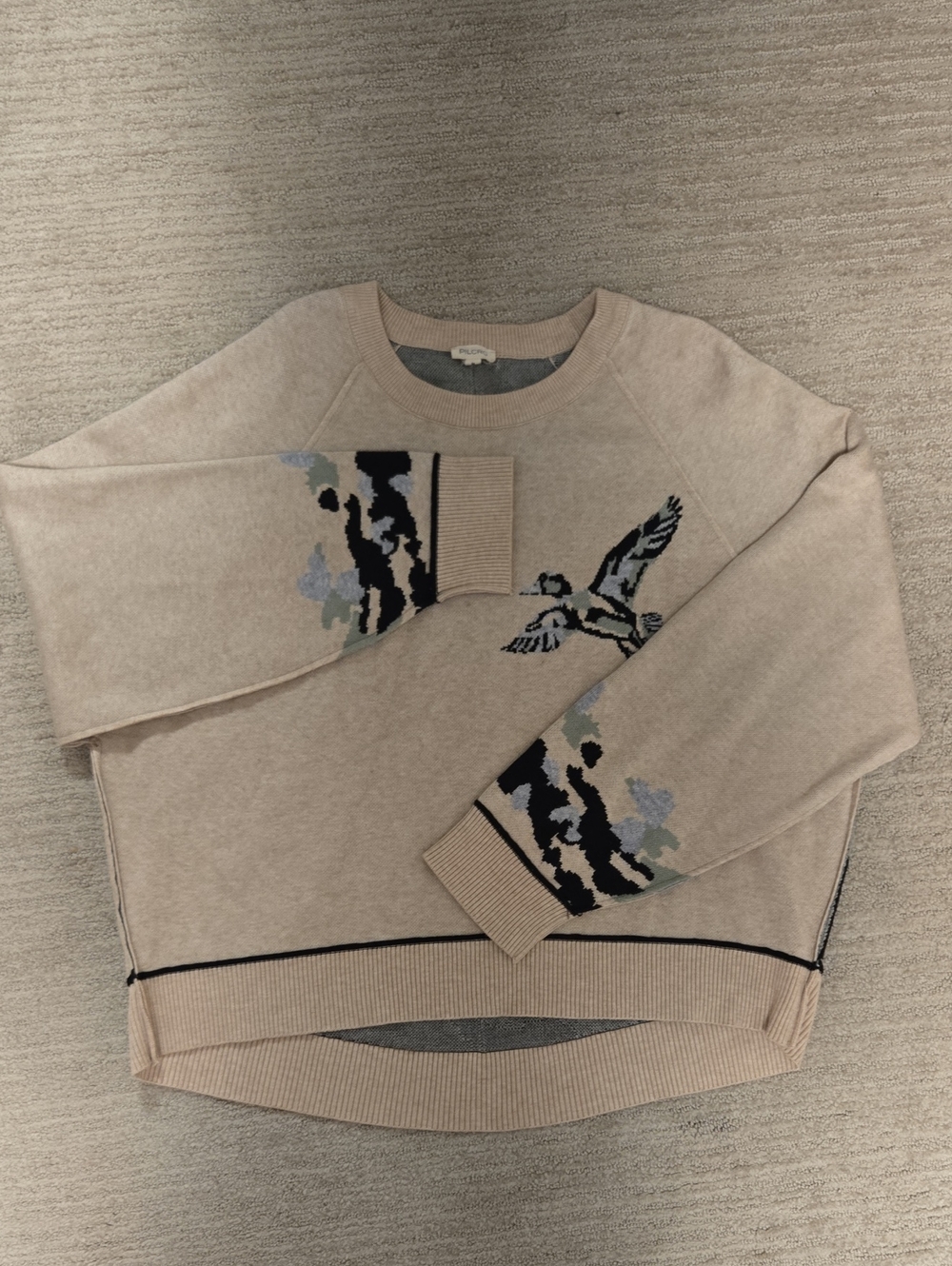 Pilcro by Anthropologie Oaklyn Cozy Crew-Neck Sweatshirt-Neutral Duck - Picture 5 of 10